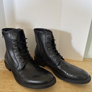 Men's Unlisted By Kenneth Cole Black Lace Up Boots Size 9 M Side Zip